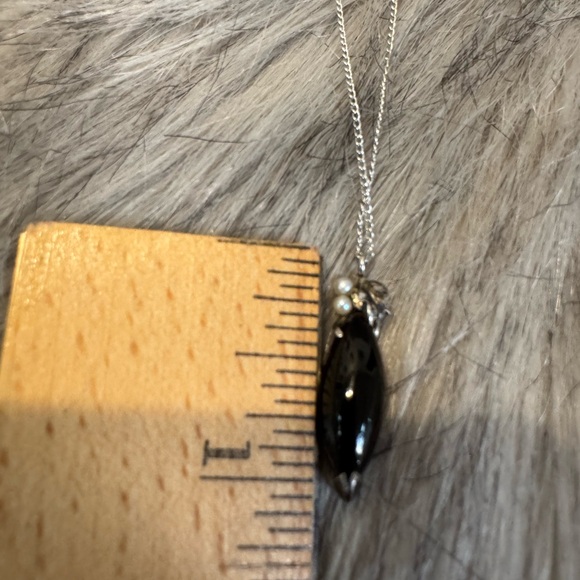 PRICE FIRM Vintage Elegant Silver & Black Onyx Pendant Necklace - Picture 4 of 7